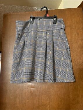 Potter's Pot Gray Plaid Mini Skirt with Yellow Windowpane